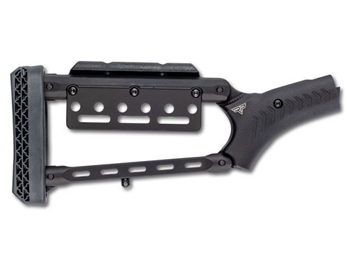 GForce Hugtek Lever Stock Black to lekka, trwała konstrukcja z anodowanego aluminium 6061, z regulowaną wysokością policzka i 6-pozycyjnym kolbą AR.